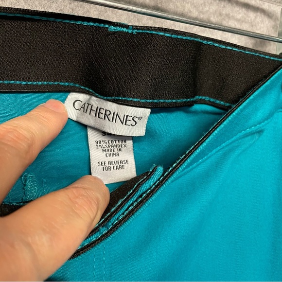 New With Tags Catherine's 34W Capri Pants Teal Blue Pockets Stretch Waist - Picture 2 of 11